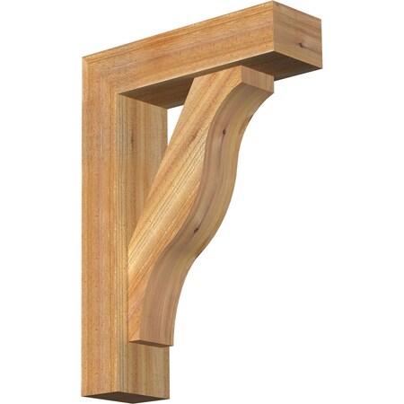 Ekena Millwork Funston Block Rough Sawn Bracket w/ Offset Brace, Western Red Cedar, 6"W x 20"D x 28"H BKT0604X20X28FST05RWR